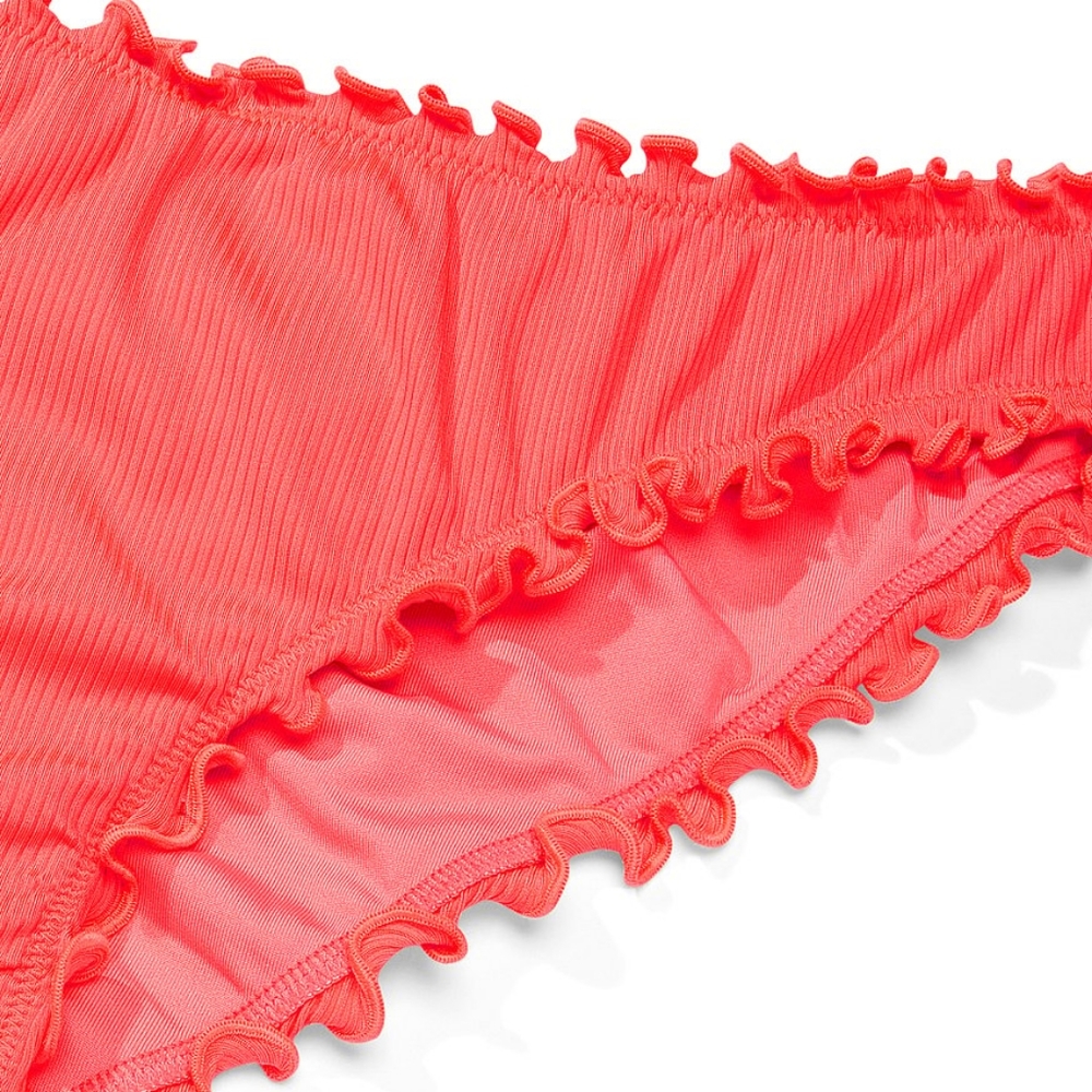 VICTORIA'S SECRET- Ruffle Cheeky Bikini Bottom - Coral - Picture 2 of 6